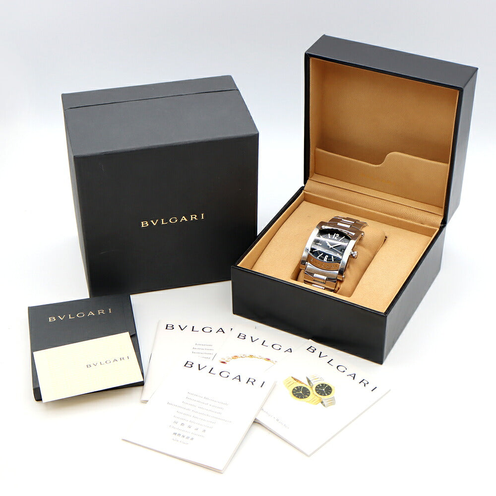 内部点検済 BVLGARI ブルガリ アショーマ AA48S デイト グレー SS ステンレス メンズ 自動巻き【6ヶ月保証】【腕時計】【中古】