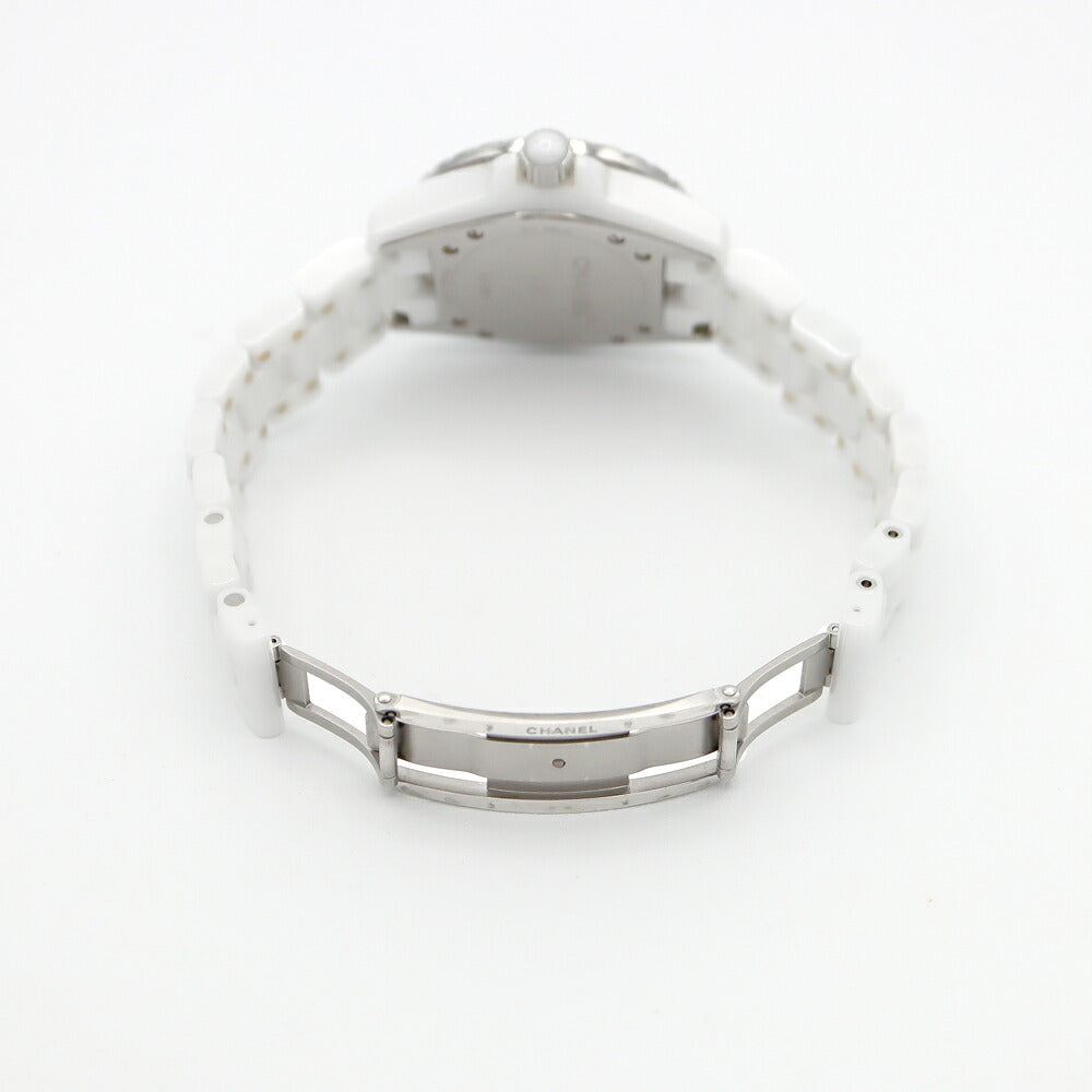 電池交換済 CHANEL シャネル J12 ダイヤベゼル H2429 11Pダイヤ 純正ダイヤモンド 200m防水 デイト 白 ホワイト CE セラミック SS ステンレス レディース クォーツ【6ヶ月保証】【腕時計】【中古】