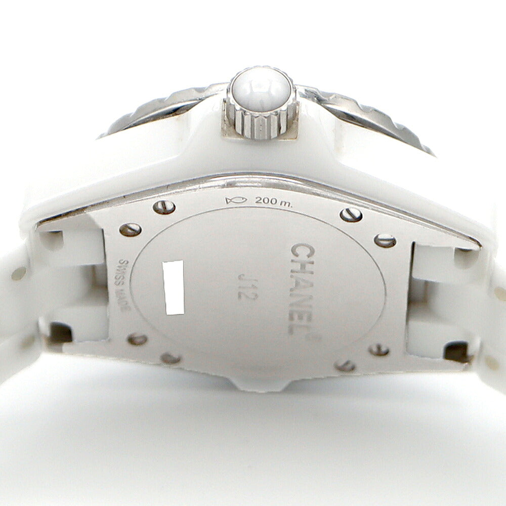 電池交換済 CHANEL シャネル J12 ダイヤベゼル H2429 11Pダイヤ 純正ダイヤモンド 200m防水 デイト 白 ホワイト CE セラミック SS ステンレス レディース クォーツ【6ヶ月保証】【腕時計】【中古】