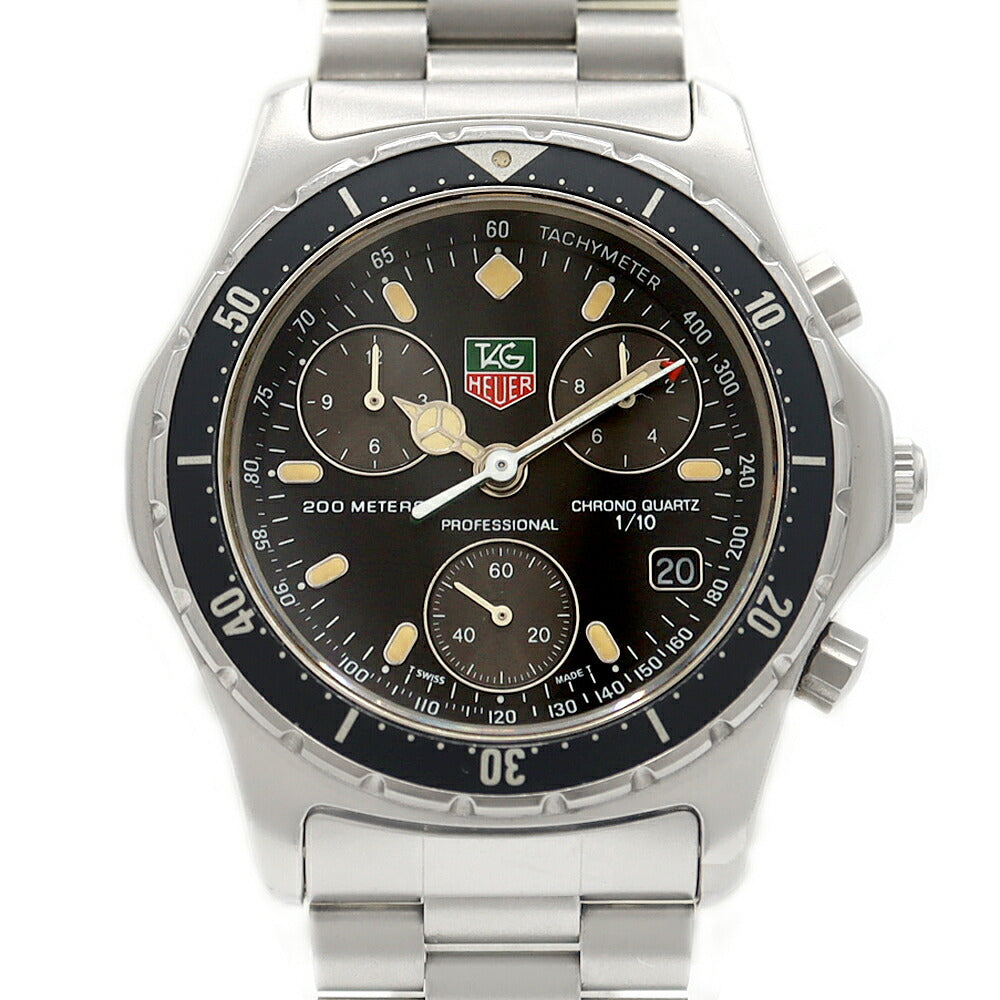 電池交換済 TAG Heuer タグホイヤー プロフェッショナル 570.206 クロノグラフ デイト 200m防水 黒 ブラック SS ステンレス メンズ クォーツ【6ヶ月保証】【腕時計】【中古】