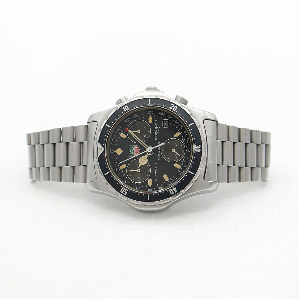 電池交換済 TAG Heuer タグホイヤー プロフェッショナル 570.206 クロノグラフ デイト 200m防水 黒 ブラック SS ステンレス メンズ クォーツ【6ヶ月保証】【腕時計】【中古】