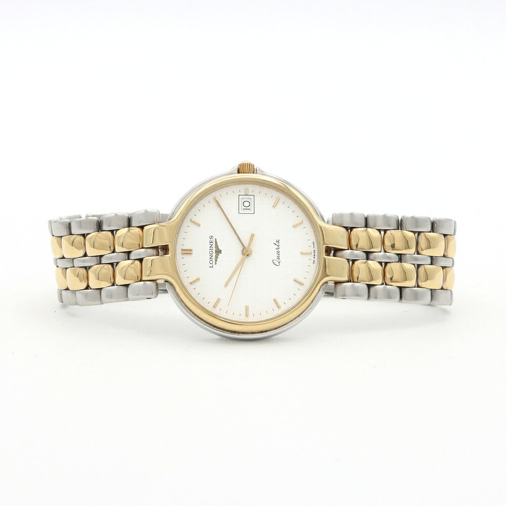 電池交換済 LONGINES ロンジン フラッグシップ 15670644.413 白 ホワイト YGP イエローゴールド SS ステンレス コンビ メンズ レディース ボーイズ クォーツ【6ヶ月保証】【腕時計】【中古】