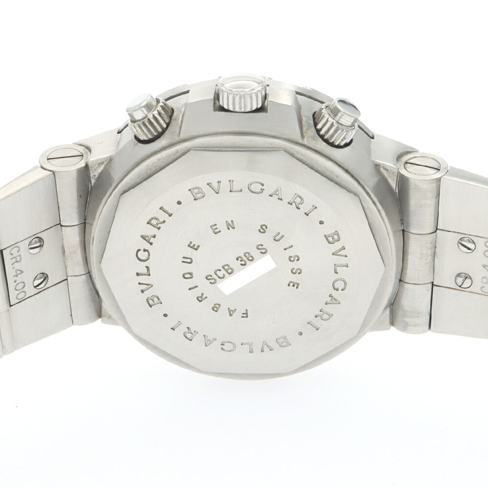 BVLGARI ブルガリ ディアゴノ スクーバ SCB38S クロノグラフ 200m防水 黒 ブラック SS ステンレス メンズ 自動巻き【6ヶ月保証】【腕時計】【中古】