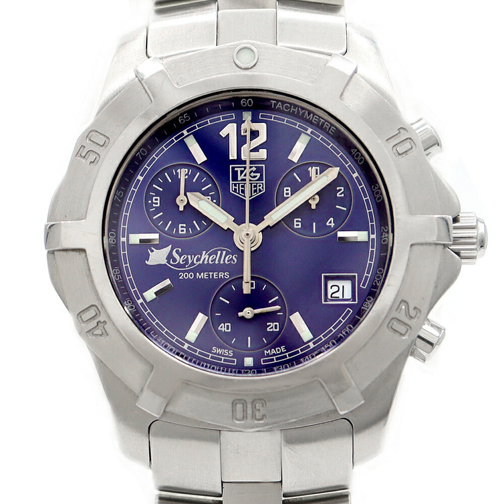 Battery replaced TAG Heuer Exclusive 2000 Seychelles Islands Limited to 3000 pieces CN111D Chronograph 100m Water Resistant Date Blue Blue SS Stainless Steel Men's Quartz [6 Month Warranty] [Watch] [Used]