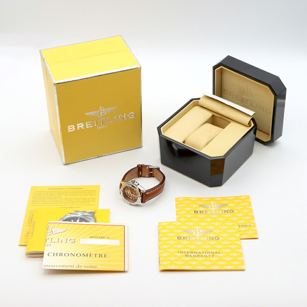電池交換済 BREITLING ブライトリング カリスト A77346 デイト 200m防水 ブラウン SS ステンレス 純正ベルト 純正尾錠 レディース クォーツ【6ヶ月保証】【腕時計】【中古】