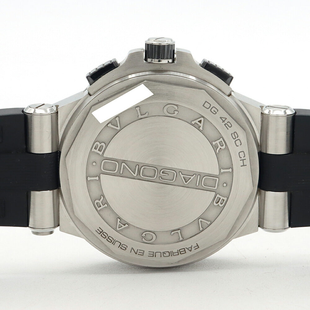 BVLGARI ブルガリ ディアゴノ セラミック DG42SCCH クロノグラフ デイト 100m防水 黒 ブラック CE セラミック SS ステンレス 純正ベルト 純正尾錠 メンズ 自動巻き【6ヶ月保証】【腕時計】【中古】