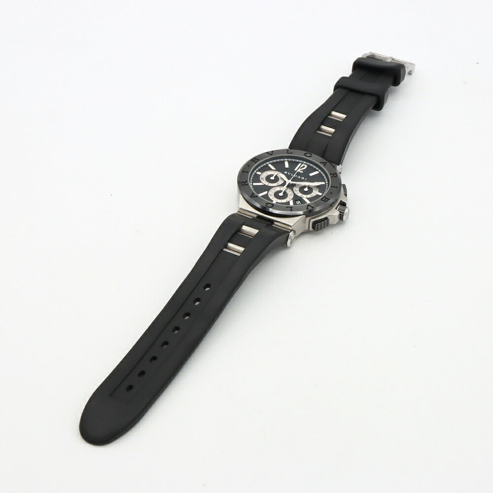 BVLGARI ブルガリ ディアゴノ セラミック DG42SCCH クロノグラフ デイト 100m防水 黒 ブラック CE セラミック SS ステンレス 純正ベルト 純正尾錠 メンズ 自動巻き【6ヶ月保証】【腕時計】【中古】