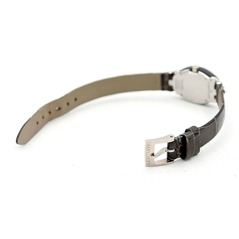 電池交換済 CENTURY センチュリー プリマドンナ カットガラス 12Pダイヤ ラグダイヤ ダイヤモンド 100m防水 白 ホワイトシェル K18WG ホワイトゴールド 純正ベルト 純正尾錠 レディース クォーツ【6ヶ月保証】【腕時計】【中古】