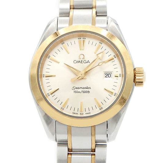 電池交換済 OMEGA オメガ シーマスター アクアテラ 2377.30 デイト 150m防水 シルバー SS ステンレス YG イエローゴールド コンビ レディース クォーツ【6ヶ月保証】【腕時計】【中古】