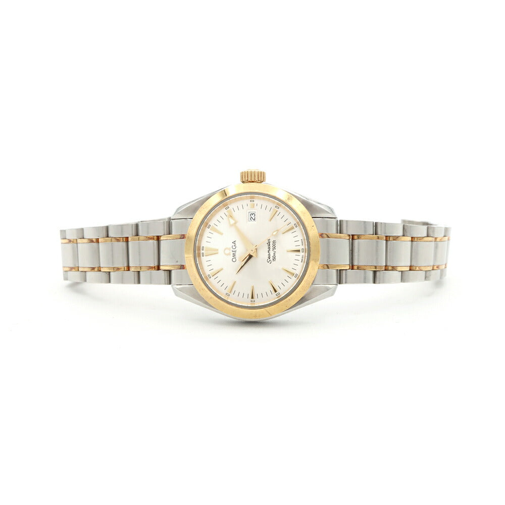 電池交換済 OMEGA オメガ シーマスター アクアテラ 2377.30 デイト 150m防水 シルバー SS ステンレス YG イエローゴールド コンビ レディース クォーツ【6ヶ月保証】【腕時計】【中古】