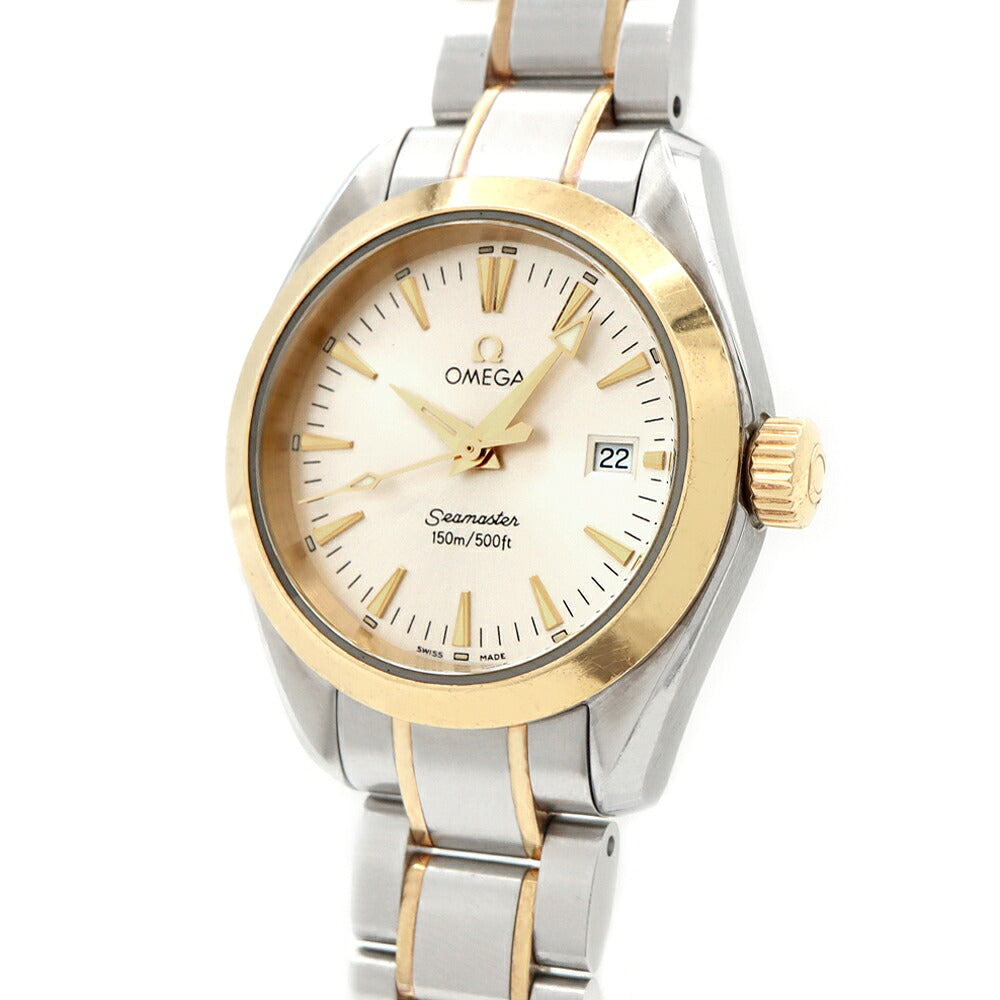 電池交換済 OMEGA オメガ シーマスター アクアテラ 2377.30 デイト 150m防水 シルバー SS ステンレス YG イエローゴールド コンビ レディース クォーツ【6ヶ月保証】【腕時計】【中古】