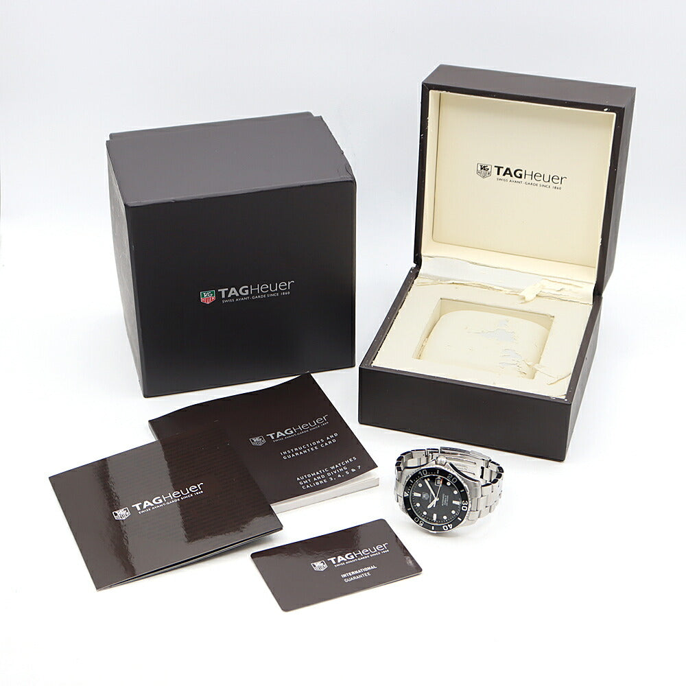 TAG Heuer タグホイヤー アクアレーサー キャリバー5 WAN2110 BA0822 300m防水 デイト 黒 ブラック SS ステンレス メンズ 自動巻き【6ヶ月保証】【腕時計】【中古】
