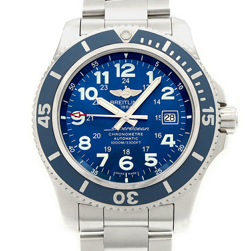 BREITLING ブライトリング スーパーオーシャンII 44 A17392 デイト 1000m防水 青 ブルー SS ステンレス メンズ 自動巻き【6ヶ月保証】【腕時計】【中古】