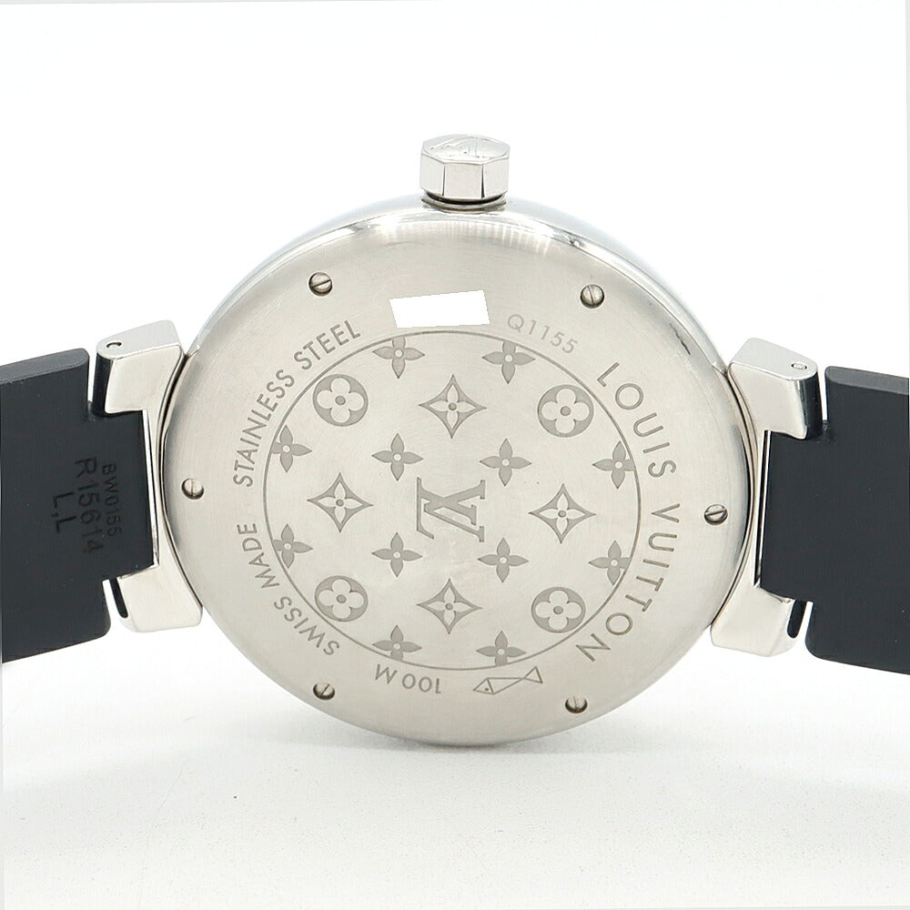 LOUIS VUITTON ルイヴィトン タンブール GMT Q1155 デイト 100m防水 ブラウン SS ステンレス 純正ベルト 純正尾錠 メンズ 自動巻き【6ヶ月保証】【腕時計】【中古】