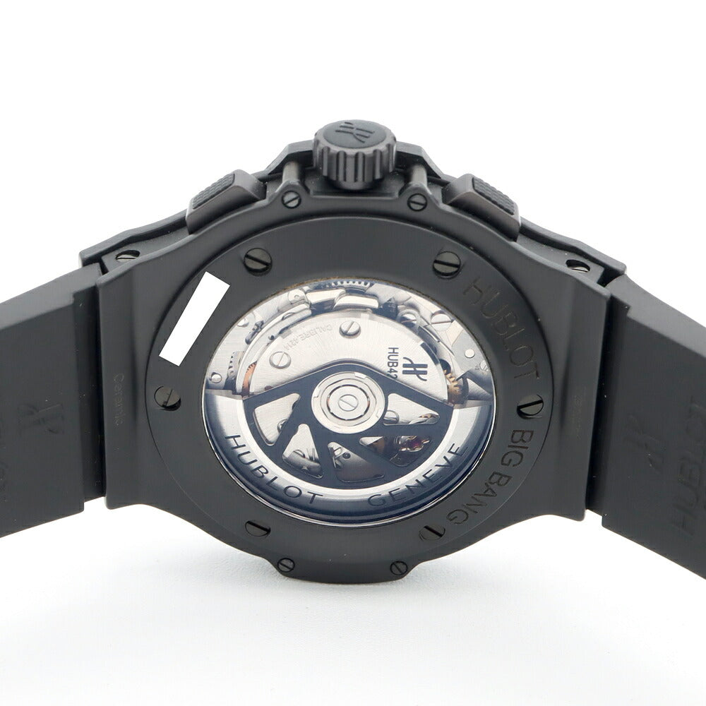HUBLOT ウブロ ビッグバン アエロバン オールブラッククロノ 純正ブラックダイヤベゼル 311.CI.1110.RX.1100 ダイヤモンド クロノグラフ デイト 黒 ブラック スケルトン CE セラミック Ti チタン 純正ベルト 純正尾錠 メンズ 自動巻き【6ヶ月保証】【腕時計】【中古】