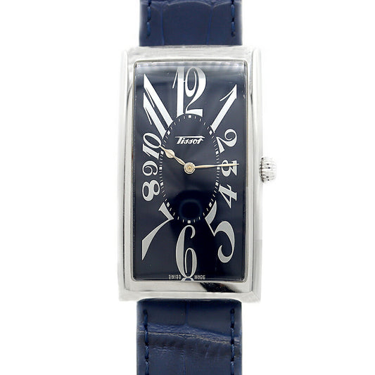 電池交換済 TISSOT ティソ ヘリテージ バナナウォッチ T117.509.16.042.00 30m防水 青 ブルー SS ステンレス 純正ベルト 純正尾錠 メンズ クォーツ【6ヶ月保証】【腕時計】【中古】