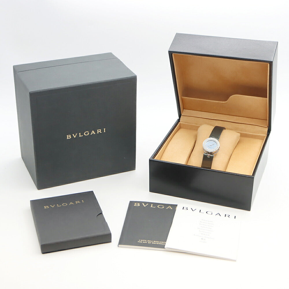 電池交換済 BVLGARI ブルガリ B-zero1 ビーゼロワン BZ22S ダイヤモンド 12Pダイヤ 30m防水 青 ブルーシェル SS ステンレス 純正ベルト 純正尾錠 レディース クォーツ【6ヶ月保証】【腕時計】【中古】