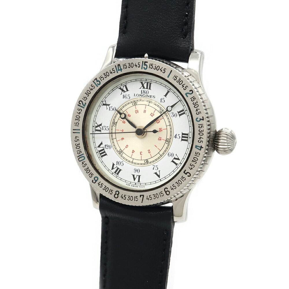 LONGINES ロンジン リンドバーグ アワーアングル ウォッチ 628.5229 白 ホワイト シルバー SS ステンレス メンズ 自動巻き 【6ヶ月保証】【腕時計】【中古】