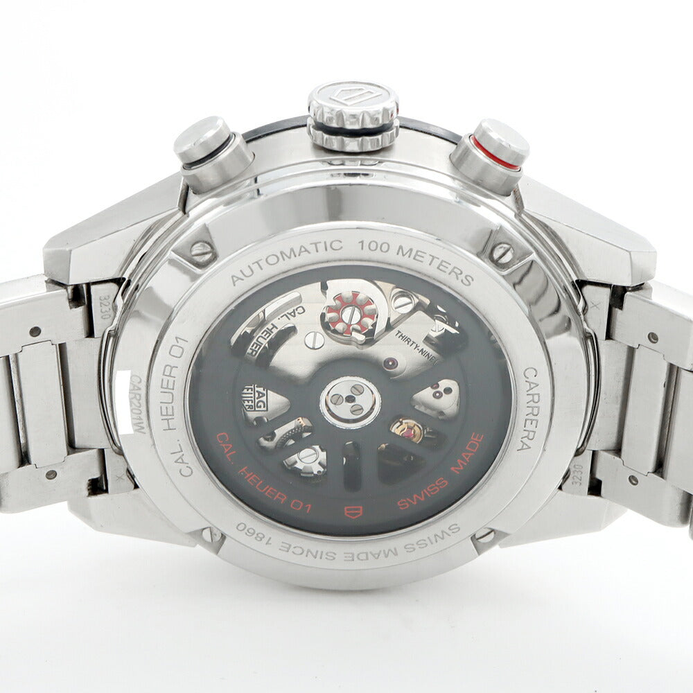 TAG Heuer タグホイヤー カレラ キャリバーホイヤー 01 クロノグラフ CAR201W 100m防水 デイト 裏スケ グレー CE セラミック SS ステンレス メンズ 自動巻き【6ヶ月保証】【腕時計】【中古】