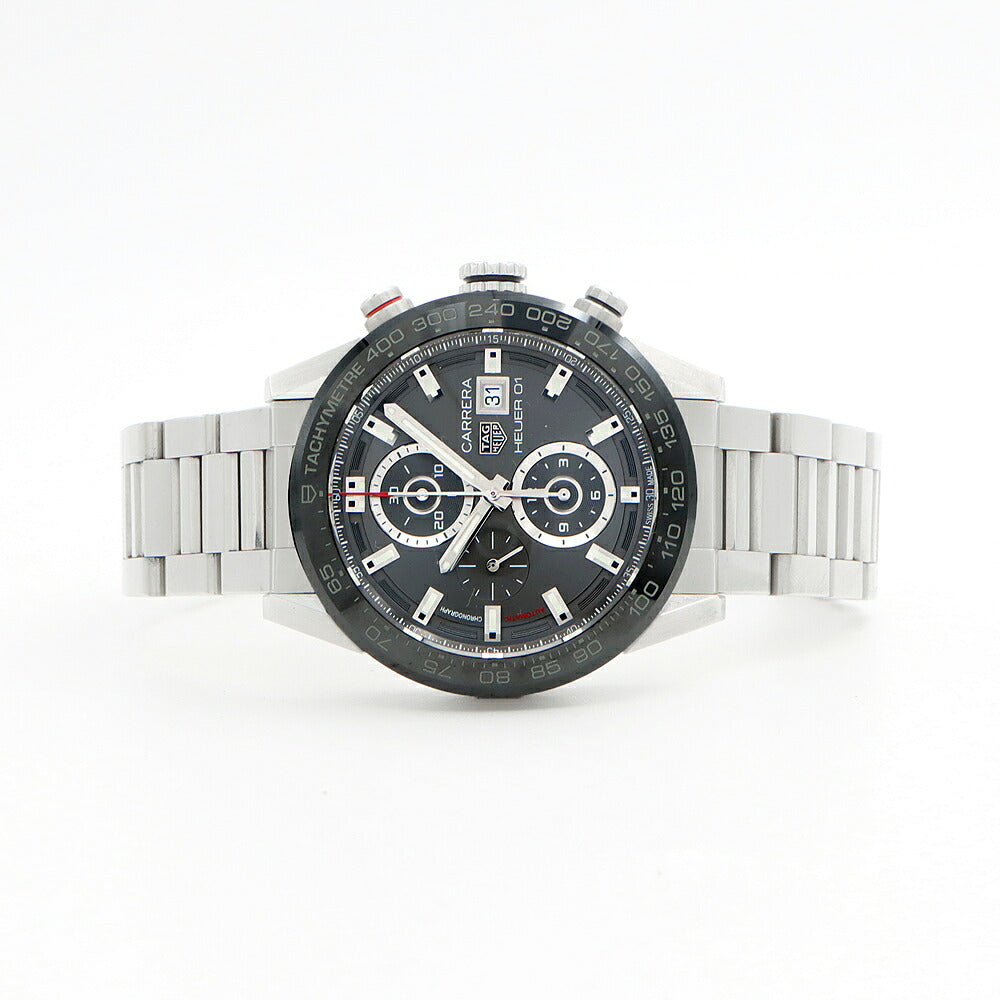 TAG Heuer タグホイヤー カレラ キャリバーホイヤー 01 クロノグラフ CAR201W 100m防水 デイト 裏スケ グレー CE セラミック SS ステンレス メンズ 自動巻き【6ヶ月保証】【腕時計】【中古】