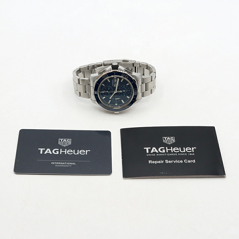 TAG Heuer タグホイヤー アクアレーサー キャリバー16 クロノグラフ CAK2112 BA0833 デイト 500m防水 青 ブルー SS ステンレス CE セラミック メンズ 自動巻き【6ヶ月保証】【腕時計】【中古】