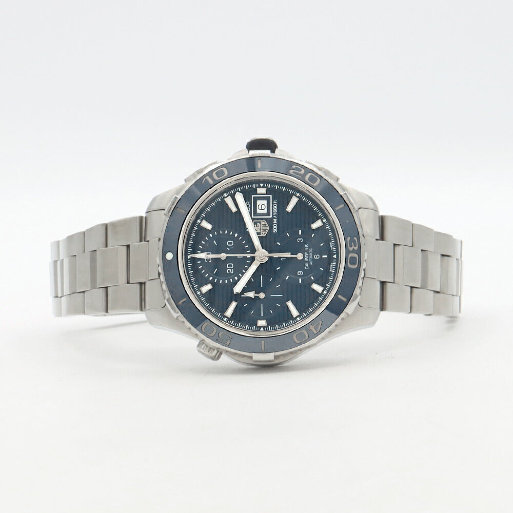 TAG Heuer タグホイヤー アクアレーサー キャリバー16 クロノグラフ CAK2112 BA0833 デイト 500m防水 青 ブルー SS ステンレス CE セラミック メンズ 自動巻き【6ヶ月保証】【腕時計】【中古】
