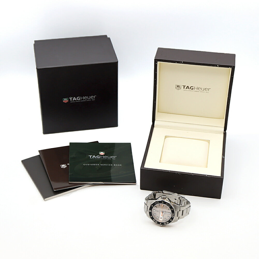 電池交換済 TAG Heuer タグホイヤー アクアレーサー WAJ1111 500m防水 デイト グレー SS ステンレス メンズ クォーツ【6ヶ月保証】【腕時計】【中古】
