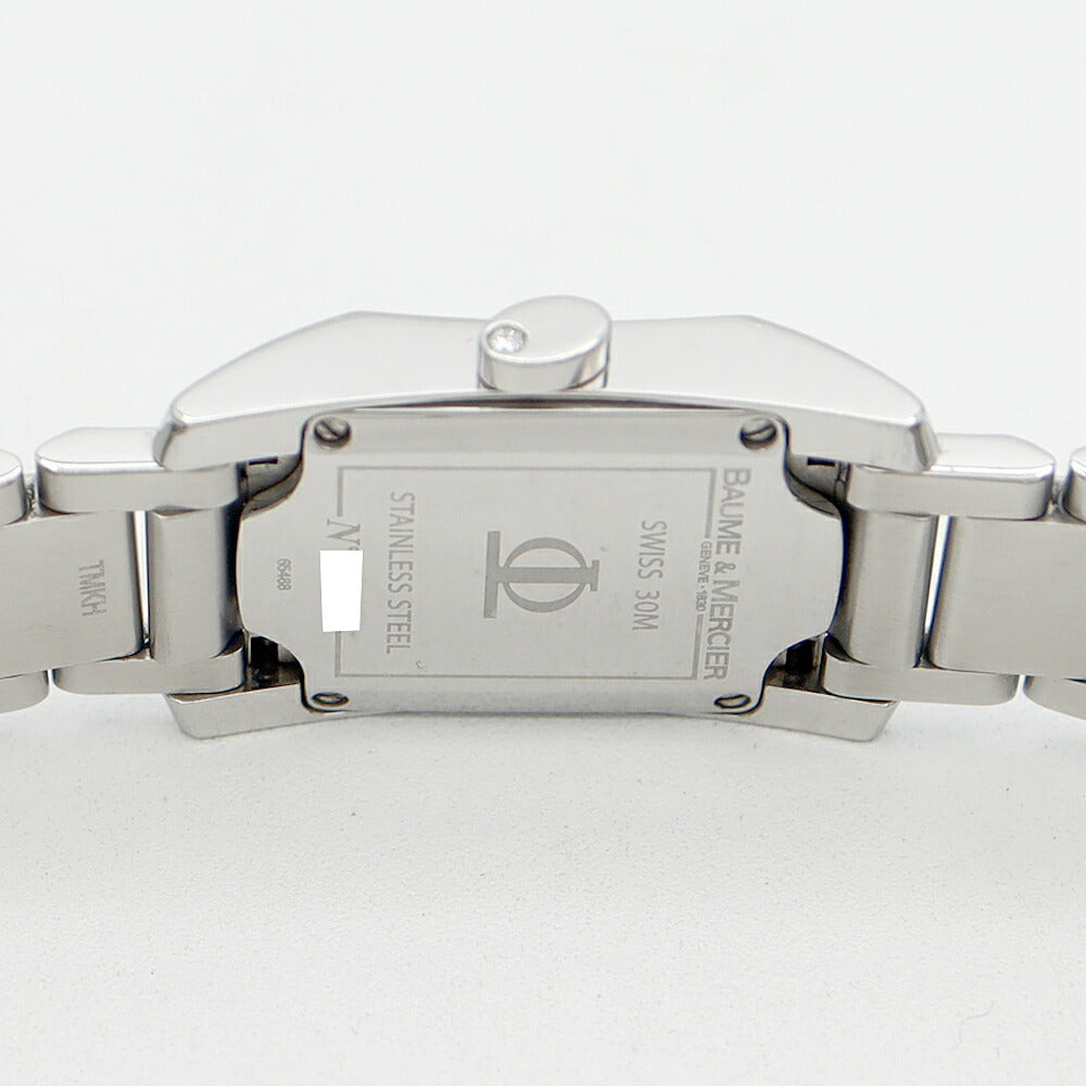 電池交換済 BAUME&MERCIER ボーム&メルシェ ディアマント 65488 ダイヤモンド 11Pダイヤ 30m防水 デイト 白 ホワイトシェル SS ステンレス レディース クォーツ【6ヶ月保証】【腕時計】【中古】