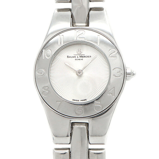 電池交換済 BAUME&MERCIER ボーム&メルシェ リネア 65305 30m防水 シルバー SS ステンレス レディース クォーツ【6ヶ月保証】【腕時計】【中古】