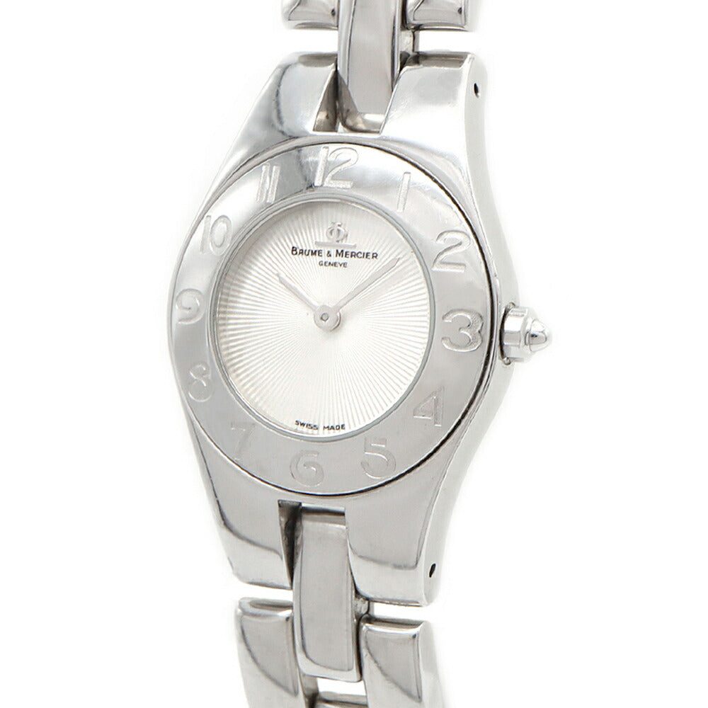 電池交換済 BAUME&MERCIER ボーム&メルシェ リネア 65305 30m防水 シルバー SS ステンレス レディース クォーツ【6ヶ月保証】【腕時計】【中古】