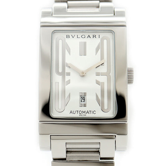 BVLGARI Bvlgari Retangolo RT45S Date 30m Waterproof White SS Stainless Steel Men's Automatic Winding [6 Month Warranty] [Watch] [Used]