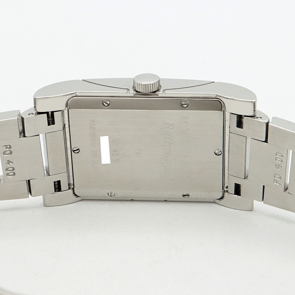 BVLGARI ブルガリ レッタンゴロ RT45S デイト 30m防水 白 ホワイト SS ステンレス メンズ 自動巻き【6ヶ月保証】【腕時計】【中古】