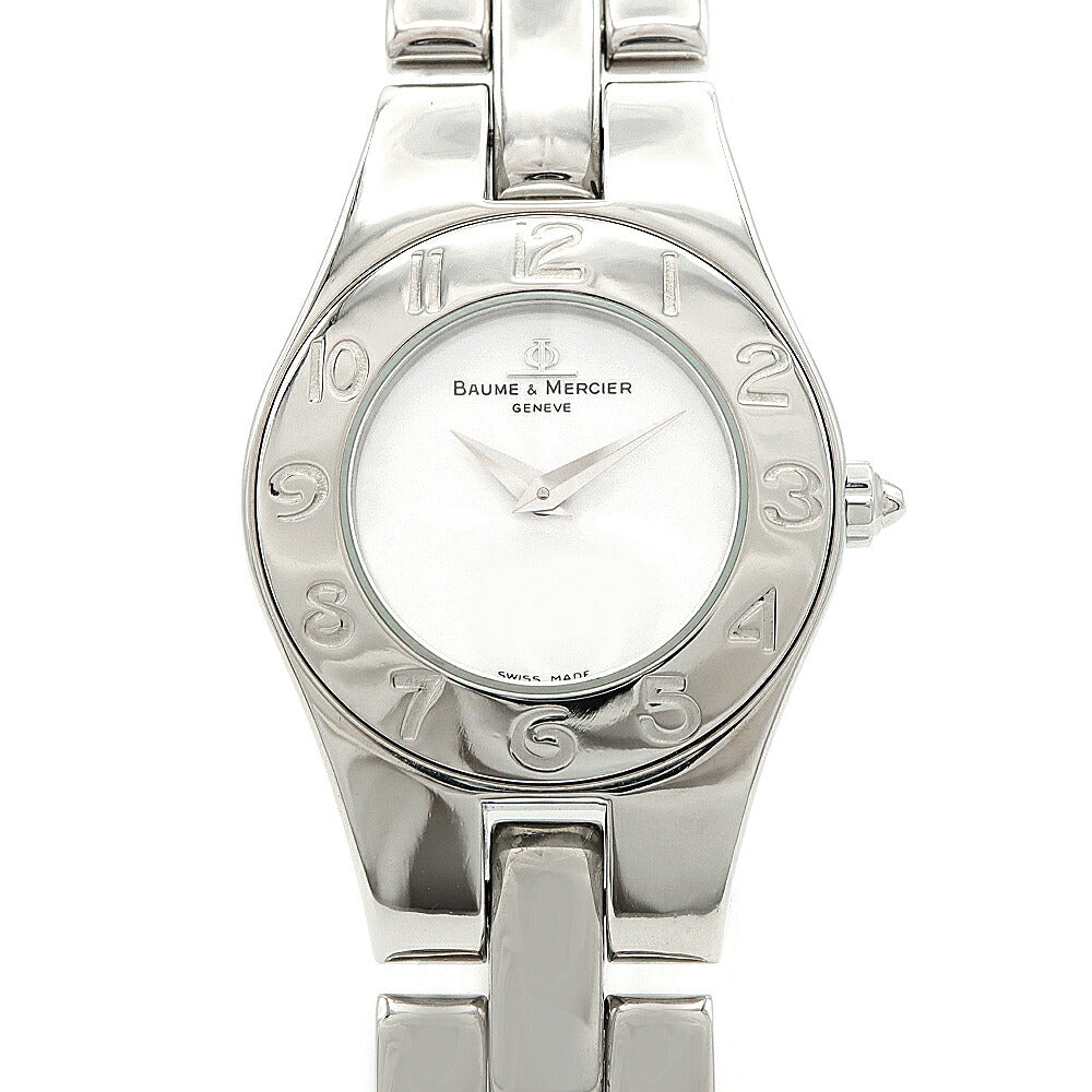 電池交換済 BAUME&MERCIER ボーム&メルシェ リネア 65305 30m防水 シルバー SS ステンレス レディース クォーツ【6ヶ月保証】【腕時計】【中古】