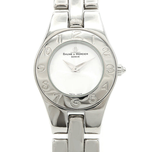 電池交換済 BAUME&MERCIER ボーム&メルシェ リネア 65305 30m防水 シルバー SS ステンレス レディース クォーツ【6ヶ月保証】【腕時計】【中古】