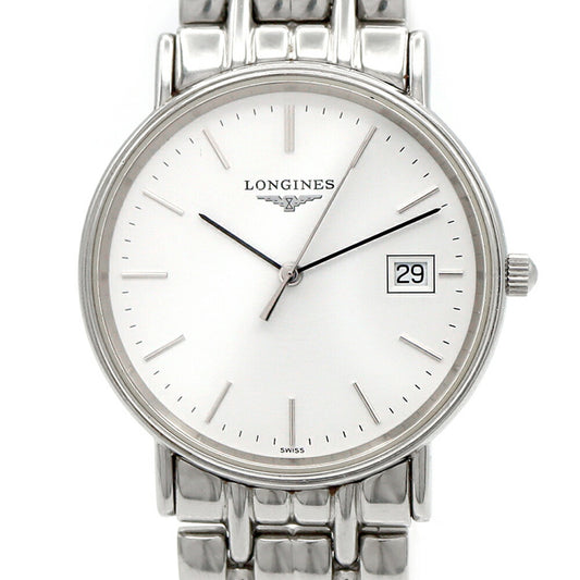 電池交換済 LONGINES ロンジン グランドクラシック プレザンス L4.720.4.12.6 デイト 白 ホワイト SS ステンレス メンズ クオーツ【6ヶ月保証】【腕時計】【中古】