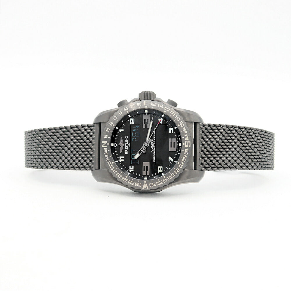 BREITLING ブライトリング コックピット B50 ナイトミッション VB5010 デイト クロノグラフ 100m防水 黒 ブラック Ti ブラックチタン メンズ デジアナ クォーツ【6ヶ月保証】【腕時計】【中古】