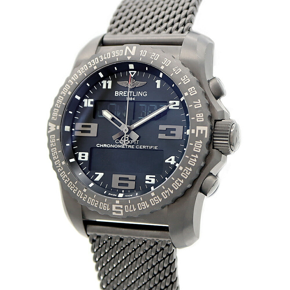 BREITLING ブライトリング コックピット B50 ナイトミッション VB5010 デイト クロノグラフ 100m防水 黒 ブラック Ti ブラックチタン メンズ デジアナ クォーツ【6ヶ月保証】【腕時計】【中古】