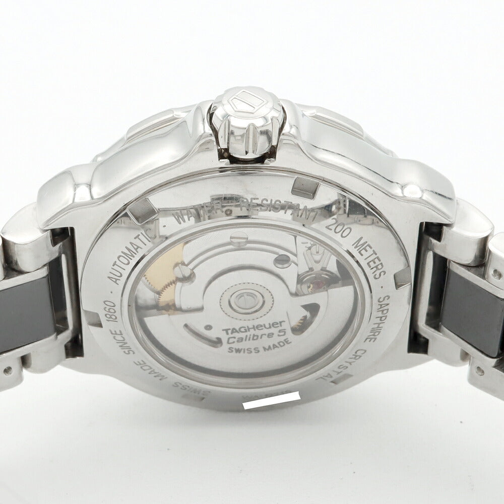 TAG Heuer タグホイヤー フォーミュラ1 レディ サークルダイヤ WAU2210 11Pダイヤ ダイヤモンド デイト 裏スケ 200m防水 黒 ブラック CE セラミック SS ステンレス レディース 自動巻き【6ヶ月保証】【腕時計】【中古】
