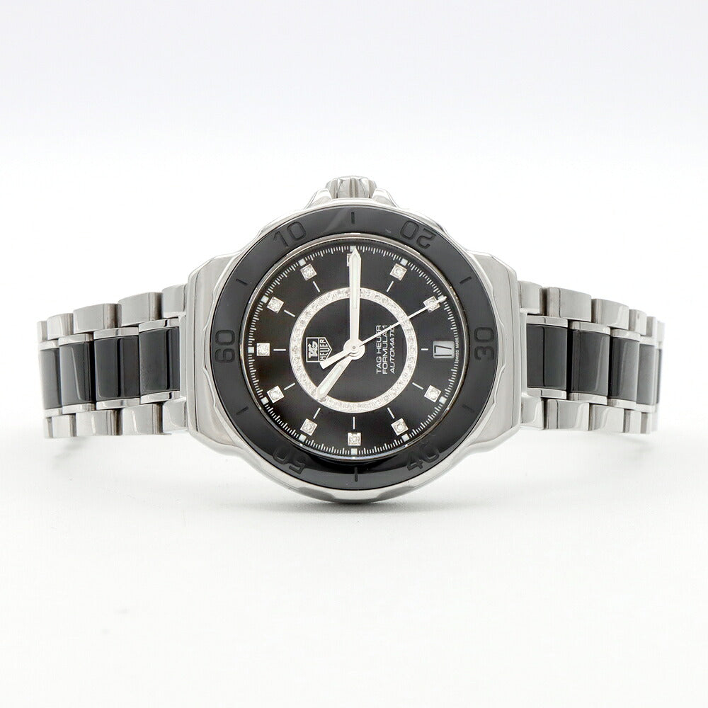 TAG Heuer タグホイヤー フォーミュラ1 レディ サークルダイヤ WAU2210 11Pダイヤ ダイヤモンド デイト 裏スケ 200m防水 黒 ブラック CE セラミック SS ステンレス レディース 自動巻き【6ヶ月保証】【腕時計】【中古】