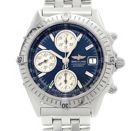 BREITLING ブライトリング クロノマット A13350 クロノグラフ 100m防水 デイト 青 ブルー SS ステンレス メンズ 自動巻き【6ヶ月保証】【腕時計】【中古】