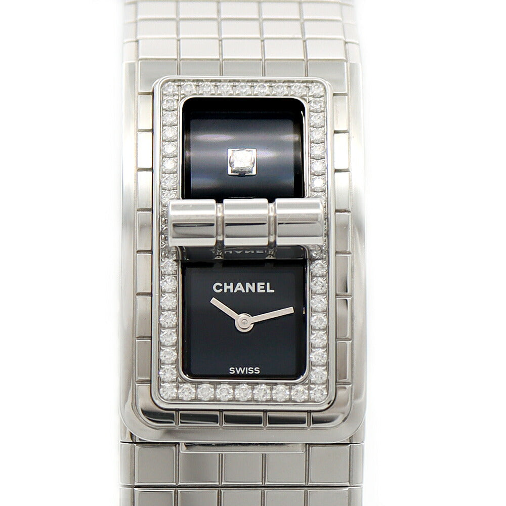 電池交換済 CHANEL シャネル コードココ ダイヤベゼル H5145 ダイヤモンド 30m防水 黒 ブラック SS ステンレス レディース クォーツ【6ヶ月保証】【腕時計】【中古】