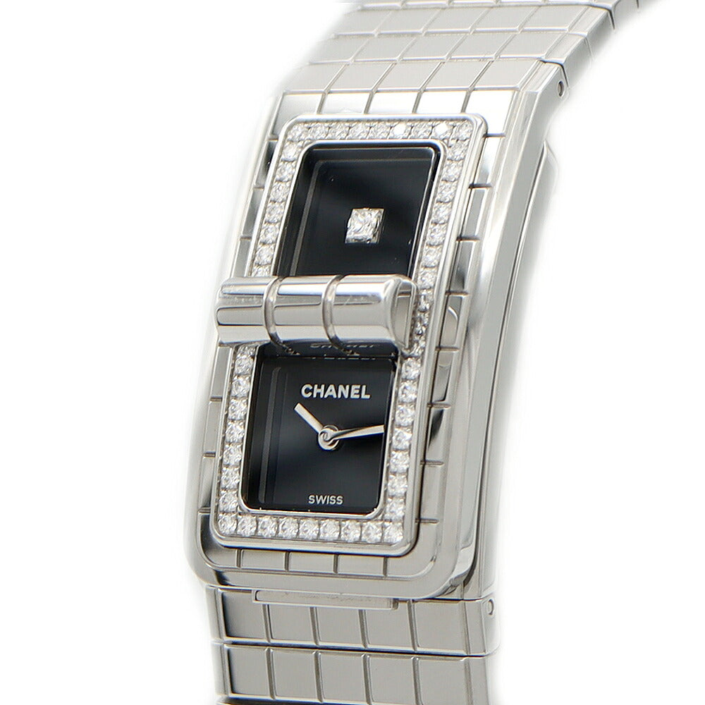 電池交換済 CHANEL シャネル コードココ ダイヤベゼル H5145 ダイヤモンド 30m防水 黒 ブラック SS ステンレス レディース クォーツ【6ヶ月保証】【腕時計】【中古】