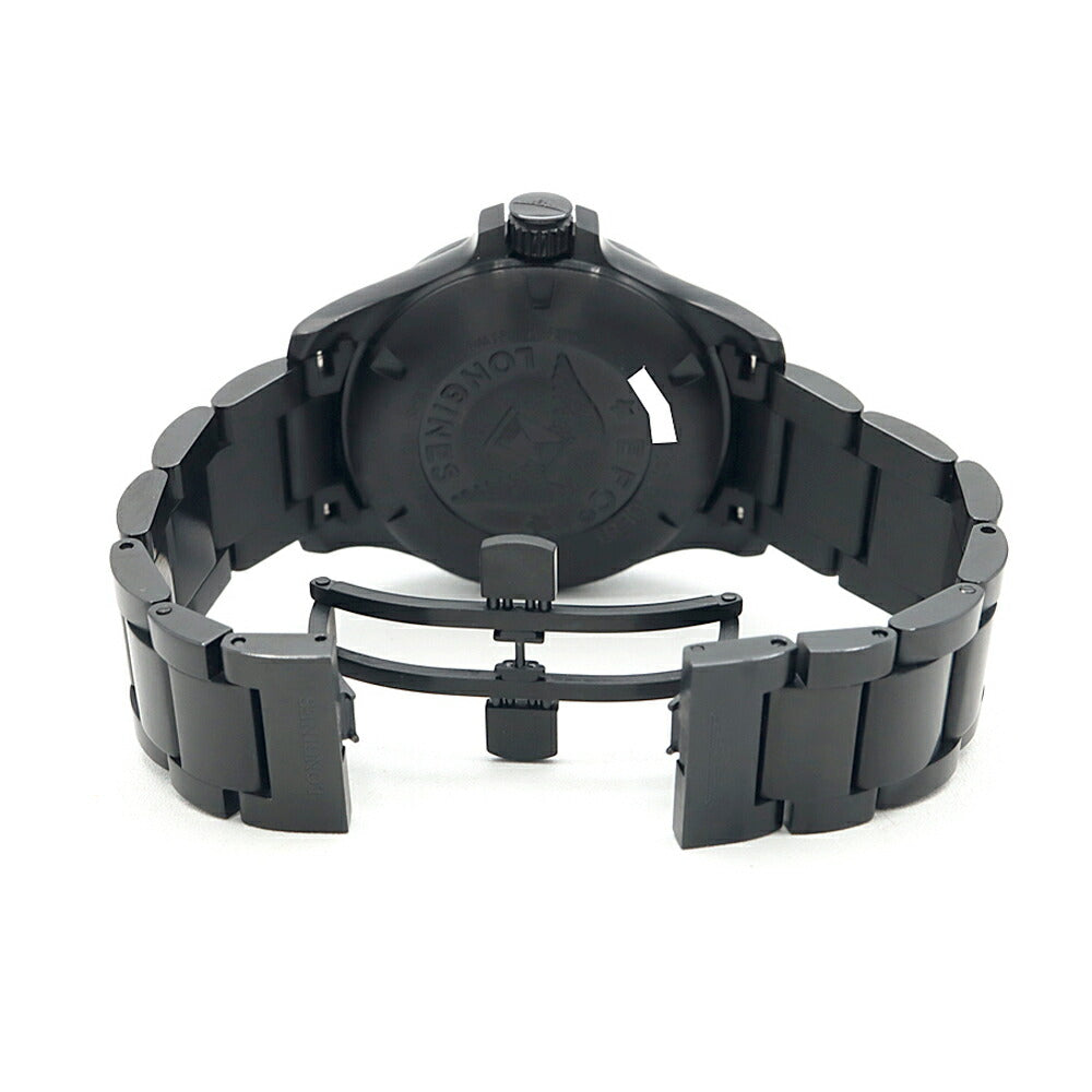 電池交換済 LONGINES ロンジン コンクエスト VHP L3.716.2 デイト 50m防水 パーペチュアルカレンダー 黒 ブラック SS ステンレス メンズ クォーツ【6ヶ月保証】【腕時計】【中古】