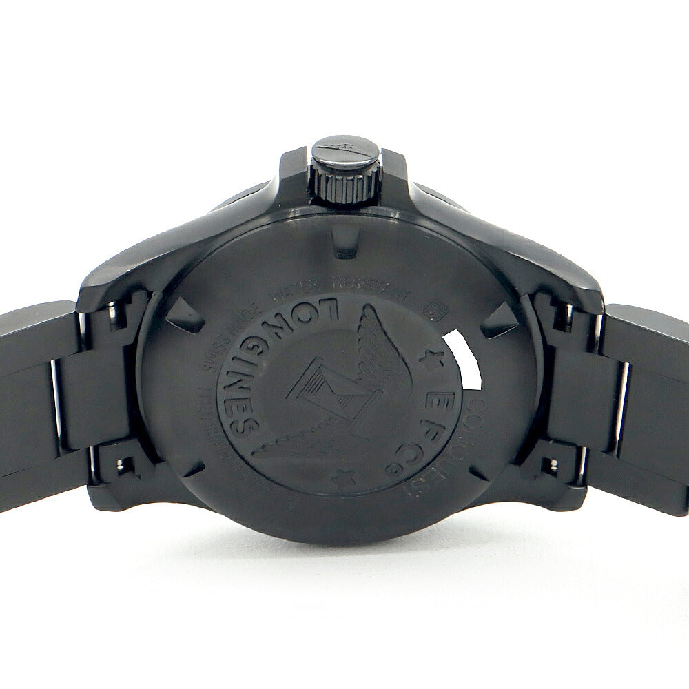 電池交換済 LONGINES ロンジン コンクエスト VHP L3.716.2 デイト 50m防水 パーペチュアルカレンダー 黒 ブラック SS ステンレス メンズ クォーツ【6ヶ月保証】【腕時計】【中古】