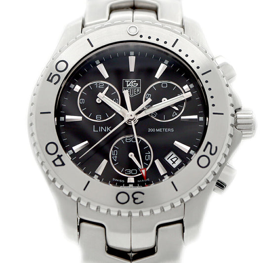 電池交換済 TAG Heuer タグホイヤー リンク クロノグラフ CJ1110 デイト 200m防水 黒 ブラック SS ステンレス メンズ クォーツ【6ヶ月保証】【腕時計】【中古】