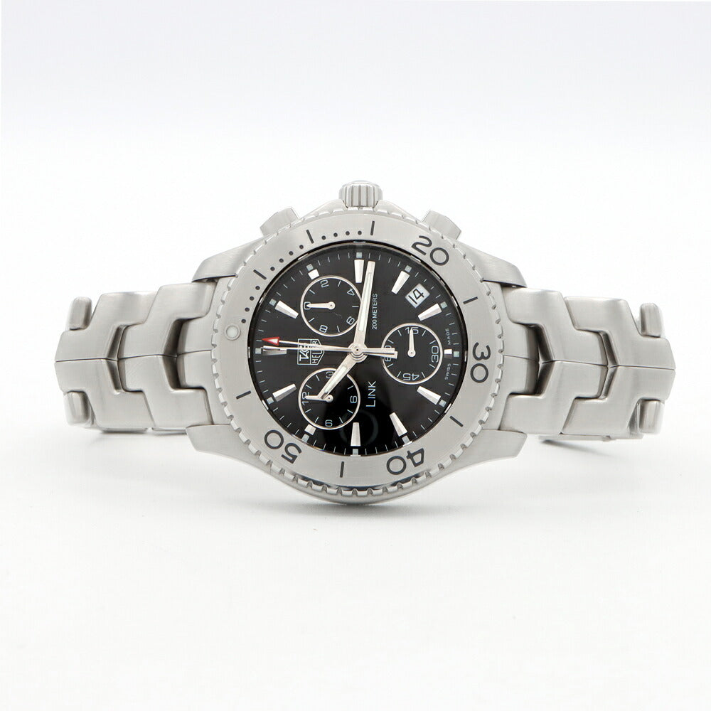 電池交換済 TAG Heuer タグホイヤー リンク クロノグラフ CJ1110 デイト 200m防水 黒 ブラック SS ステンレス メンズ クォーツ【6ヶ月保証】【腕時計】【中古】