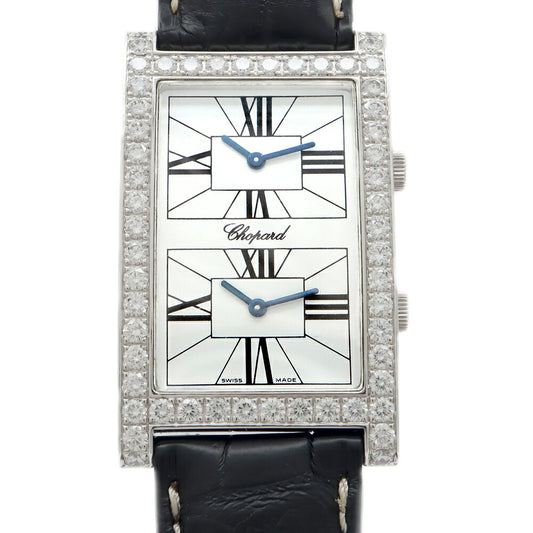 Battery replaced Chopard Dual Time Diamond Bezel Diamond White White K18WG White Gold Genuine K18WG Buckle Men's Quartz [6 Month Warranty] [Watch] [Used]