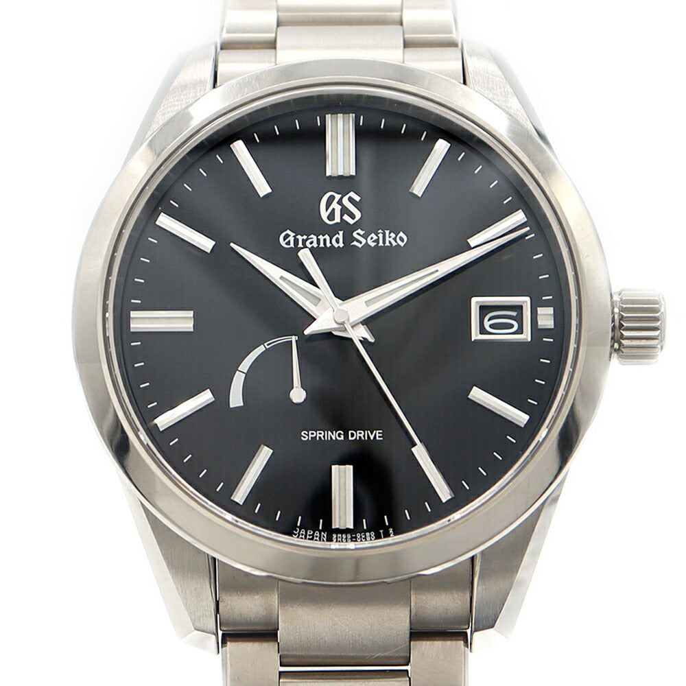 SEIKO セイコー GS グランドセイコー ヘリテージコレクション スプリングドライブ 9R65-0CJ0 SBGA349 100m防水 パワーリザーブ デイト 黒 ブラック Ti ブライトチタン メンズ 自動巻き【6ヶ月保証】【腕時計】【中古】