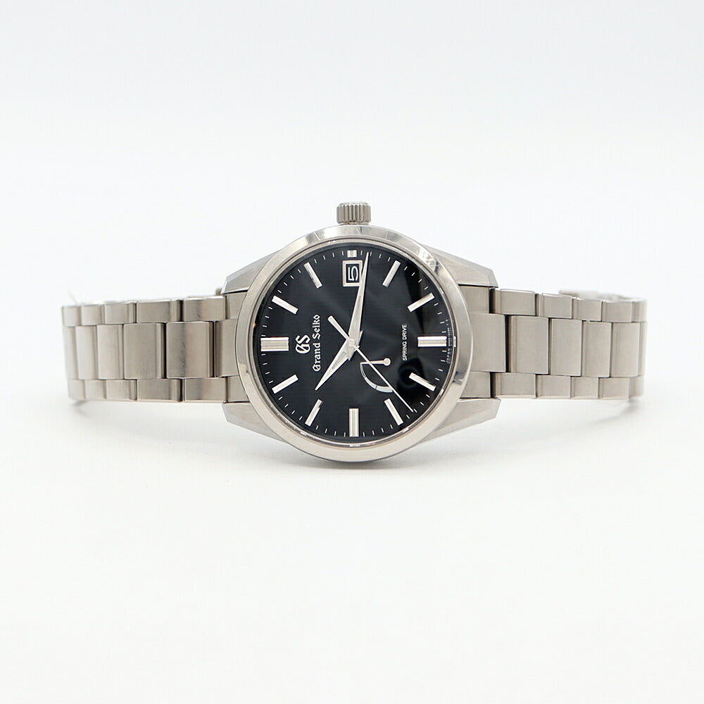 SEIKO セイコー GS グランドセイコー ヘリテージコレクション スプリングドライブ 9R65-0CJ0 SBGA349 100m防水 パワーリザーブ デイト 黒 ブラック Ti ブライトチタン メンズ 自動巻き【6ヶ月保証】【腕時計】【中古】