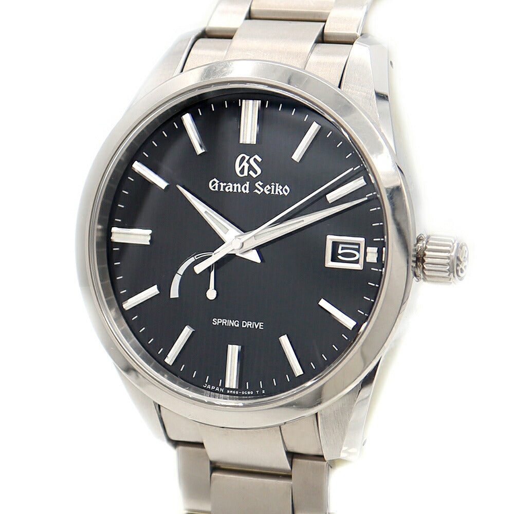 SEIKO セイコー GS グランドセイコー ヘリテージコレクション スプリングドライブ 9R65-0CJ0 SBGA349 100m防水 パワーリザーブ デイト 黒 ブラック Ti ブライトチタン メンズ 自動巻き【6ヶ月保証】【腕時計】【中古】